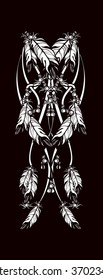 vector illustration Indian totem strand necklaces make up decoration feathers