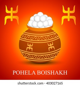 Vector Illustration of Indian Traditional Bengali new Year Template with writing Pohela Boishakh