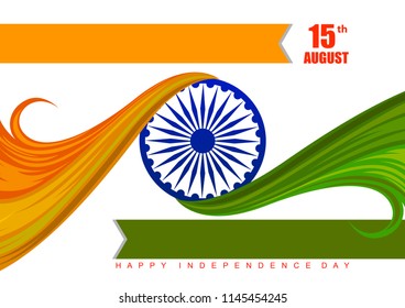 vector illustration of Indian tricolor background for 15th August Happy Independence Day of India