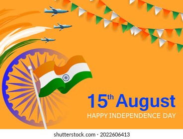 vector illustration of Indian tricolor background for 15th August Happy Independence Day of India