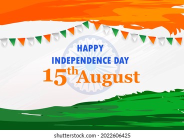 vector illustration of Indian tricolor background for 15th August Happy Independence Day of India