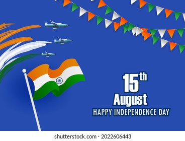vector illustration of Indian tricolor background for 15th August Happy Independence Day of India