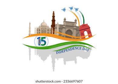 vector illustration of Indian tricolor background for 15th August Happy Independence Day of India