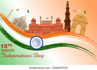 vector illustration of Indian tricolor background for 15th August Happy Independence Day of India