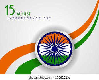 Vector illustration of Indian tricolor flag with wave on white isolated background for Republic Day and Independence Day. EPS 10.