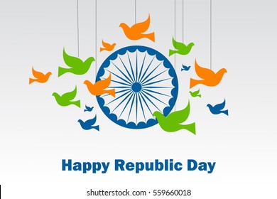 vector illustration of Indian tricolor flag background for Happy Republic Day