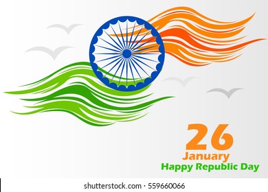 vector illustration of Indian tricolor flag background for Happy Republic Day