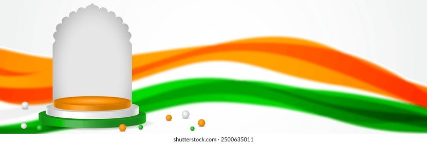 Vector illustration of Indian tricolor podium social media feed template