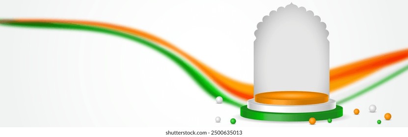 Vector illustration of Indian tricolor podium social media feed template