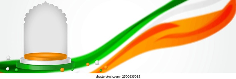 Vector illustration of Indian tricolor podium social media feed template