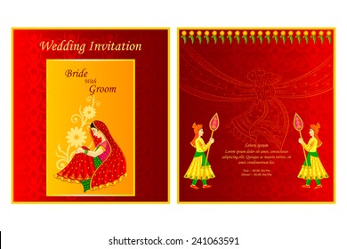 vector illustration of Indian wedding invitation card