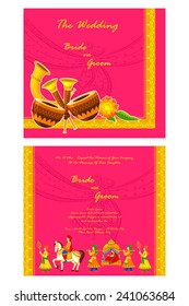 vector illustration of Indian wedding invitation card