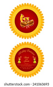 vector illustration of Indian wedding invitation card