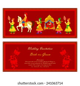 vector illustration of Indian wedding invitation card