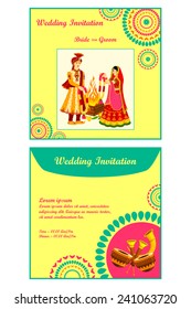 vector illustration of Indian wedding invitation card