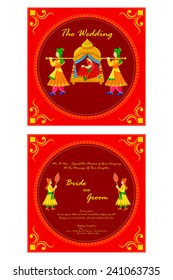 vector illustration of Indian wedding invitation card