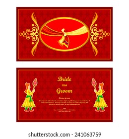 vector illustration of Indian wedding invitation card