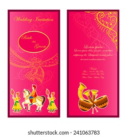 vector illustration of Indian wedding invitation card
