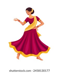 Vector illustration of Indian woman dancing 