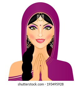 Vector illustration of Indian woman smiling