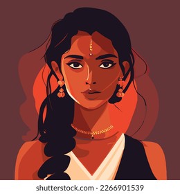 Vector illustration of an Indian woman in traditional look.