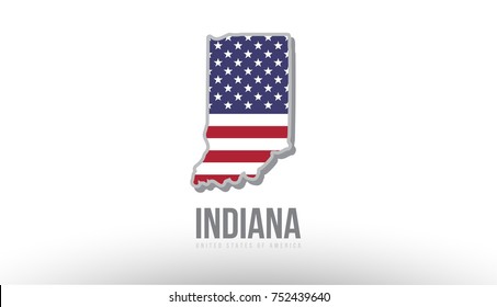 Vector illustration of indiana county state with US united states flag as a texture suitable for a map logo or design purposes