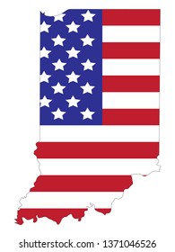 vector illustration of Indiana map with american flag