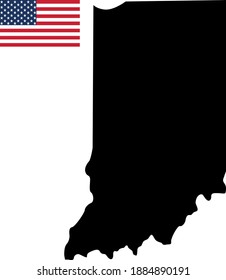 vector illustration of Indiana map with American flag