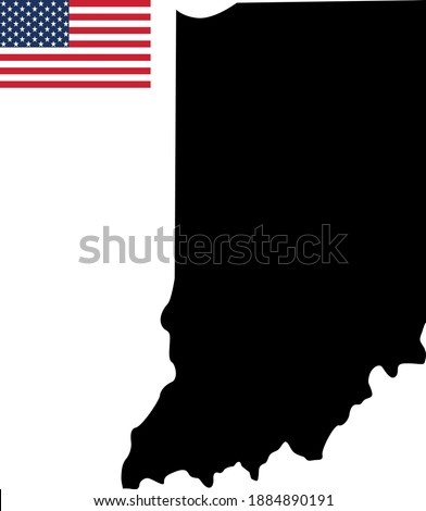 vector illustration of Indiana map with American flag