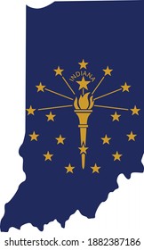 vector illustration of Indiana map and flag