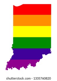 vector illustration of Indiana map with LGBT flag