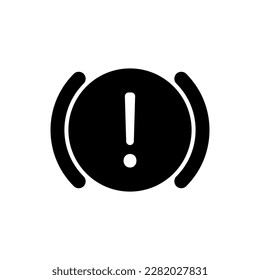 Vector illustration indicator on the car, brake fluid volume less, handbrake. The exclamation mark inside the circle.