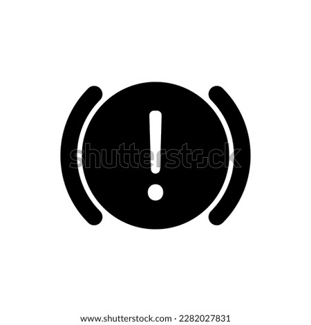 Vector illustration indicator on the car, brake fluid volume less, handbrake. The exclamation mark inside the circle.