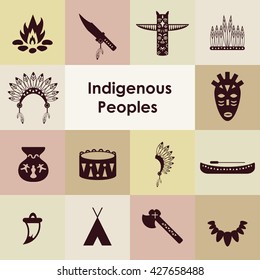 Vector Illustration / Indigenous Peoples Icons Set