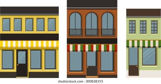 Vector illustration of individual city buildings that can be put together with other sets.