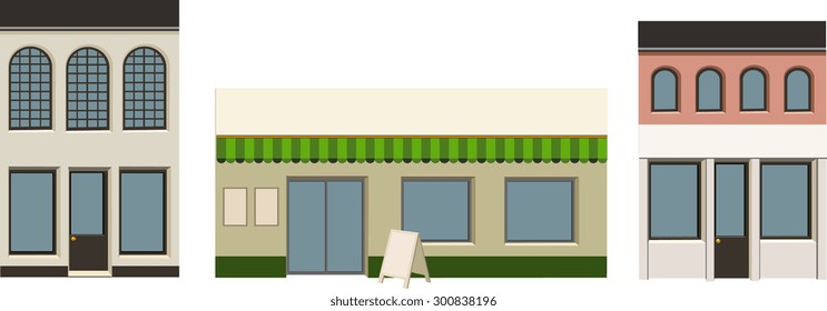 Vector illustration of individual city buildings that can be put together with other sets.
