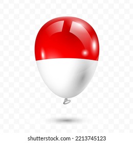 Vector illustration of Indonesia country flag balloon on transparent background (PNG). Flying flag balloons for Independence Day celebrations.