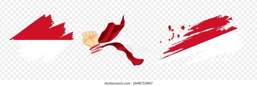Vector illustration of Indonesia flag composition on transparent background