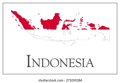 Vector Illustration Of Indonesia Flag Map.