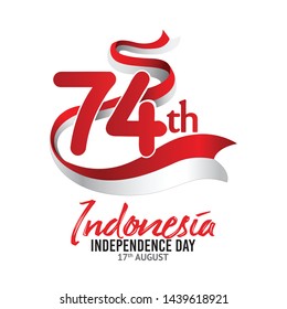 Vector Illustration of Indonesia flag for poster. 74 years & 17th August Indonesia Independence Day concept. Vector Illustration of Indonesia flag for poster. 74 years & 17th August Indonesia Independence Day concept.