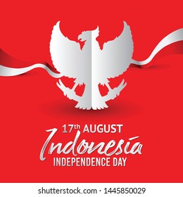 Vector Illustration of Indonesia flag for poster. 17th August Indonesia Independence Day concept.