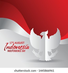 Vector Illustration of Indonesia flag for poster. 17th August Indonesia Independence Day concept.