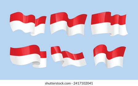 Vector Illustration Indonesia Flag Set