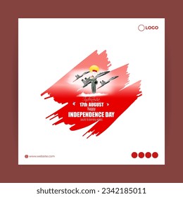 Vector illustration of Indonesia Independence Day social media story feed mockup template