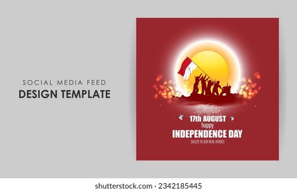 Vector illustration of Indonesia Independence Day social media story feed mockup template