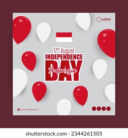 Vector illustration of Indonesia Independence Day social media story feed mockup template