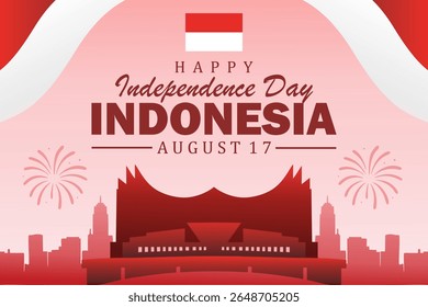 ilustração vetorial da celebração do Dia da Independência da Indonésia em 17 de agosto, apresentando a silhueta de Istana Garuda. Cópia arquivada em 17 de julho de 2012 "Dirgahayu 80 tahun republik indonesia background" . Banner do 17 Agustus 2025.