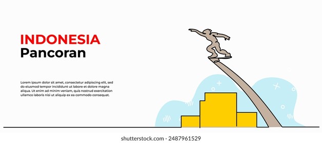 Vector illustration of indonesia pancoran.Modern flat in continuous line style.