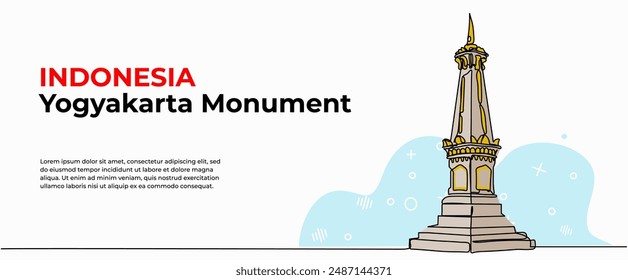 Vector illustration of indonesia yogyakarta monument .Modern flat in continuous line style.