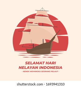 Vector illustration of Indonesian Fisherman Day. 
Indonesia Translation : Hari Nelayan Indonesia.
Suitable for greeting card, poster and banner.